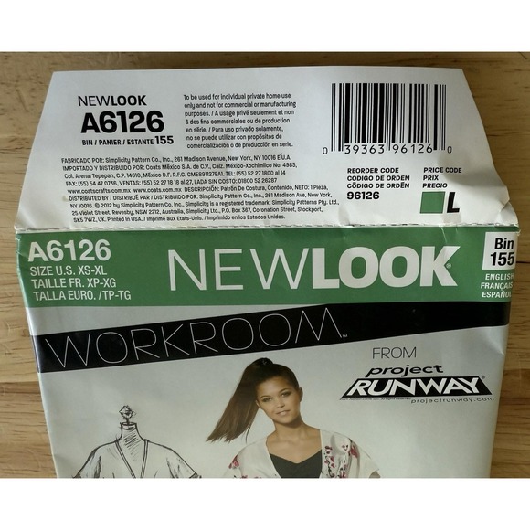 New Look Project Runway Workroom Pattern A6126 Misses' Kimono Coverup Size XS-XL - Picture 3 of 4